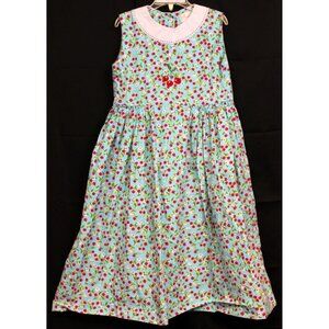 Strasburg Blue Cherry Dress sz 7/8 Summer Sleeveless Embroidered Spring TLC